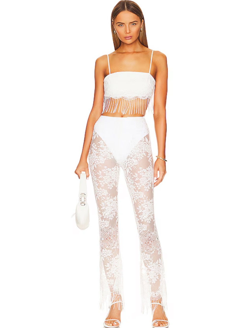 Majorelle White Lace Fringe Set